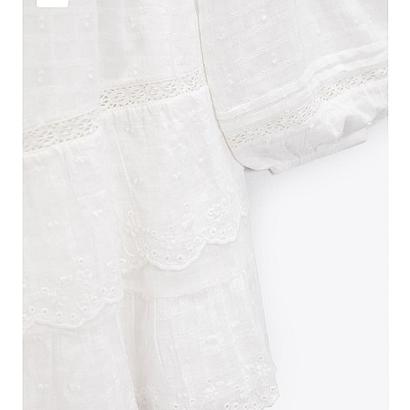 Zara * embroidered lace insert dress white flowy boho - Picture 9 of 11